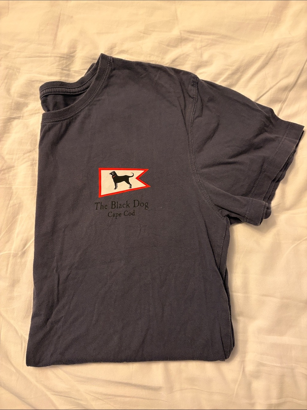 The Black Dog Navy Short Sleeve Logo Tee with Red Accent